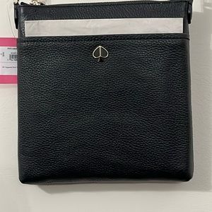 New Kate Spade Polly Small Swing Pack Shoulder bag Pebble Leather Black